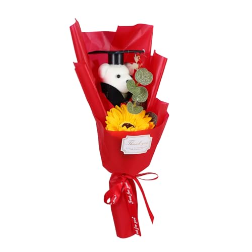 SOLUSTRE Simulationsstrauß Zur Abschlusssaison Bärenpuppen Zur Abschlusssaison Bären Stoffblumenstrauß Zur Abschlusssaison Künstliche Blumen Schreibtischdekoration Bärenpuppenstrauß von SOLUSTRE