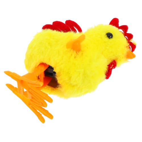 SOLUSTRE Springendes Huhn Hühnchen Uhrwerk Flauschiges Hühnchen-aufziehspielzeug Küken Simulations-hühnerspielzeug Aufgeben Hähnchen Stofftier Plastik von SOLUSTRE