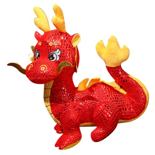 SOLUSTRE Sternzeichen-Drachen-Puppe Drachenpuppen- Anschmiegsames Kuscheltier Drachenplüschpuppe Süße Kuscheltiere Für Mädchen Puppenaugen Dekoration Pp Baumwolle Rot von SOLUSTRE