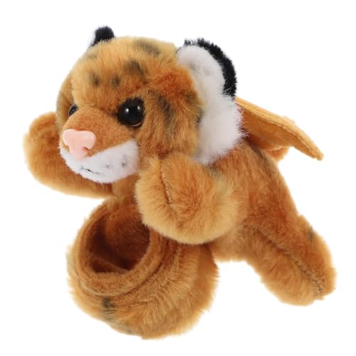 SOLUSTRE Süße Weiche Tiere in Tigerform Kuscheltier Schnapparmband Stofftiere Animal-Slap-armbänder Für Tierarmbänder Für Stofftier -Slap -Armband Tiger Plüsch Gelb von SOLUSTRE