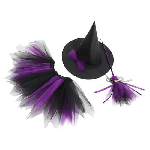 SOLUSTRE Teiliges Halloween Hexen Kostüm Set für Mädchen Weicher Stoff Bequem und Sicher für Karneval Bühnenauftritte und Cosplay Verkleidung von SOLUSTRE