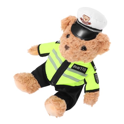 SOLUSTRE Verkehrspolizei Bär Puppe Bär Stofftier Stofftier Stofftiere Für Jungen Stoffbär Abschlussbär Ankleidebär Kuscheltiere Plüsch von SOLUSTRE