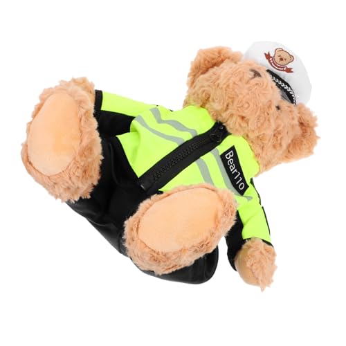 SOLUSTRE Verkehrspolizei Bär Puppe Kuscheltiere Für Jungen Kuscheltier Kuschelbär Ankleidetier Bär Kuscheltier Abschlussbär Plüsch von SOLUSTRE