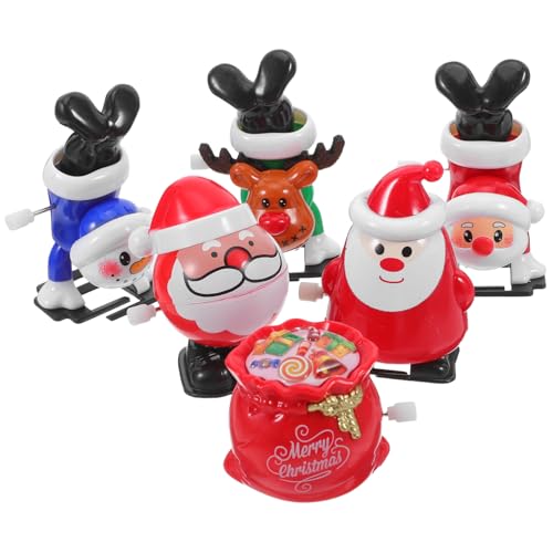 SOLUSTRE Weihnachtsstocking-füller Lustige Aufziehspielzeuge Für Junge Mädchen Weihnachtsmann Schneemann Rentier Festliche Party-Geschenke von SOLUSTRE