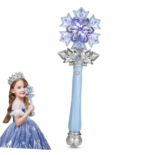 SOLUSTRE Zauberstab sprühen für Mädchen Schneeflocke Zauberstab Prinzessin aufleuchten Leuchtstäbe für aus Spielzeugstab Schneeflocken- Halloween-Leuchtstab Plastik Blau von SOLUSTRE