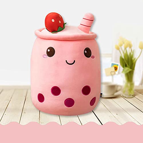 SOMDANA Bubble Tea Plüschtier 24 cm, Kuscheltier Erdbeer Matcha Plüsch Puppen, Weiches Kuscheltier,Flauschiges Plüschtier, Umarmungs Kissen, Freunde, Fans Geburtstag Party Geschenk (Rosa) von SOMDANA