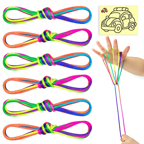 SONGTIY 6PCS Cats Cradle String, 65 Zoll lang Rainbow Colorful Finger Rope, Chinese Finger String Games Spielzeug für Kinder, Erwachsene, Kindertag, mit Sandmalerei von SONGTIY