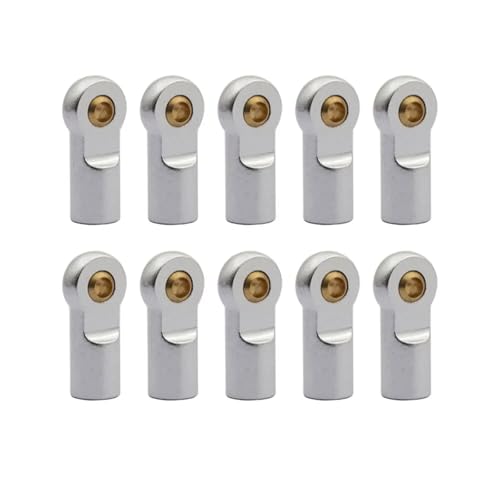 10 Stücke M3 Aluminium Spurstange/Stoßstangenende Stahlkugel CW Gesamtlänge 22mm Geeignet for 1/10 RC Truck Crawler Teile Zubehör(Silver) von SONHWNGE