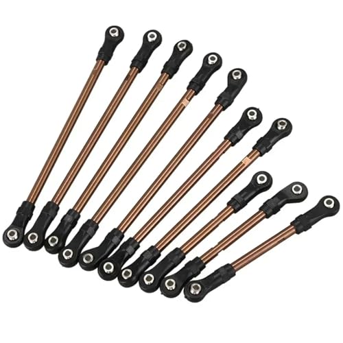 10 Teile/Satz Metall Unmontiert Link Set Kunststoff Stange Ende for 1/10 RC Crawler 324mm Radstand for Trxs TRX4 TRX-4(Yellow) von SONHWNGE