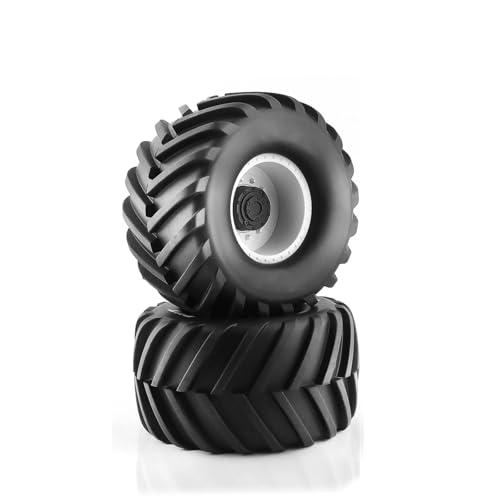 2 STK. 1/8 LKW-Gummireifen mit 17 mm Sechskant-Kunststofffelge, 173 mm/91 mm Gummifelgen-Set passend for Trax-xas Maxx Tmaxx E-Revo 3.3(2pcs White) von SONHWNGE