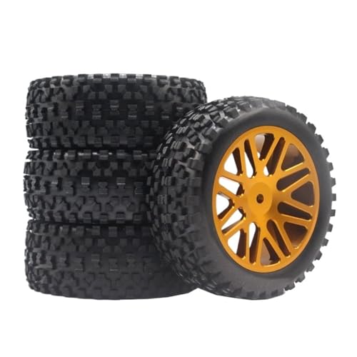 4 STÜCKE 85 MM Zugreifen for Autos, Gummireifen, Metall-Aluminiumlegierungsräder, sechseckig, 12 MM, for NA-nda, for HPI, for HSP 94118 94177(Gold) von SONHWNGE
