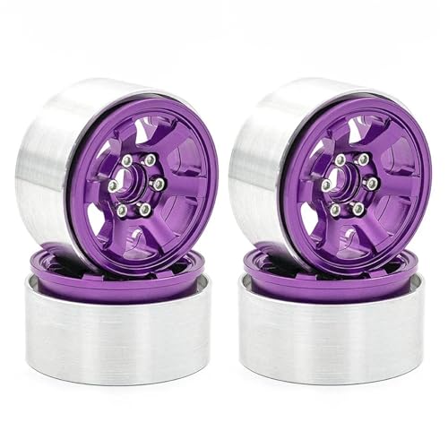 4 STÜCKE Metall 1,9 Beadlock-Felgennabe 1/10 for Trxs for Hsp for Redcat Rc4wd for Wraith for Tam-iya RC Auto-Ersatzteil(Purple) von SONHWNGE