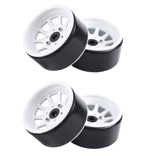 4 STÜCKE Metalllegierung 1.9 Beadlock-Felgen for 1:10 RC Crawler for Axial SCX10 AXI03007 90046 TRX4 for Redcat GEN8 (Weiß) von SONHWNGE