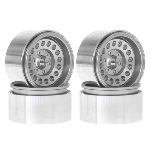 4 Stück 1,9 Zoll Offset -8 mm for Beadlock RC-Felgensatz, Radnaben for 1:10 Auto-Crawler for Axial SCX10 II 90046 SCX10 III AXI03007(Silver) von SONHWNGE