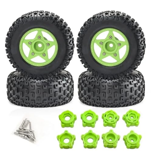 4 Stück 109 mm 1/8 1/10 Short Course Truck-Reifen mit 12 mm 14 mm 17 mm Felgensechskant for TRXS for Slash for ARR-MA for Vkar SCTX10 RC-Auto(Green) von SONHWNGE
