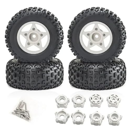 4 Stück 109 mm 1/8 1/10 Short Course Truck-Reifen mit 12 mm 14 mm 17 mm Felgensechskant for TRXS for Slash for ARR-MA for Vkar SCTX10 RC-Auto(White) von SONHWNGE