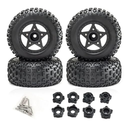 4 Stück 109 mm 1/8 1/10 Short Course Truck-Reifen mit 12 mm 14 mm 17 mm Felgensechskant for TRXS for Slash for ARR-MA for Vkar SCTX10 RC-Auto(Zwart) von SONHWNGE
