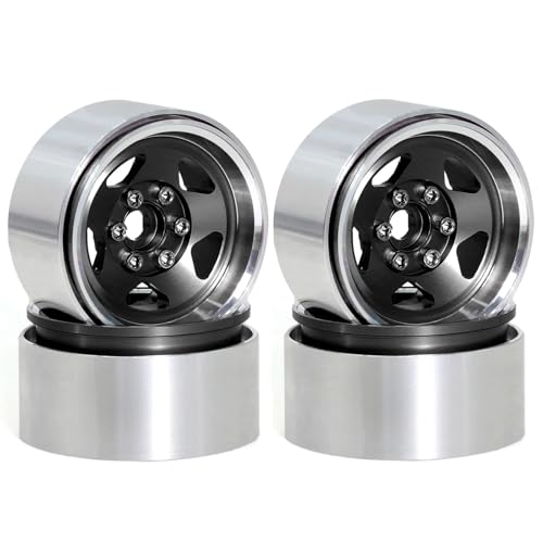 4 stücke 2,2 Zoll Aluminium Legierung Beadlock Felge Hub Anzug for 1:10 RC Crawler for Axial SCX10 SCX10 II TRX4 RC4WD D90(4pcs Black) von SONHWNGE