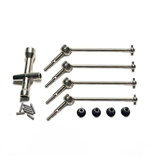 4-teilige Metallantriebswelle und Radmutter for Wltoys 144001 144010 124007 124016 124019 124018 RC-Auto-Upgrade-Teile, Silber von SONHWNGE