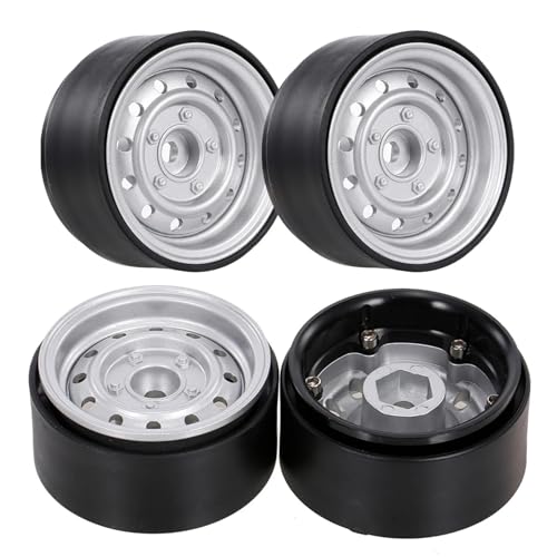 4Pcs 1.9 "Beadlock 12-Löcher Felge Hub for 1/10 RC Crawler Auto for Axial SCX10 90046 D90 Traxxas TRX-4(Silver) von SONHWNGE