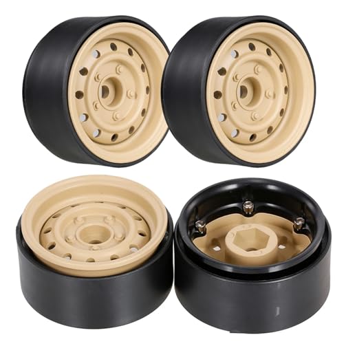 4Pcs 1.9 "Beadlock 12-Löcher Felge Hub for 1/10 RC Crawler Auto for Axial SCX10 90046 D90 Traxxas TRX-4(Yellow) von SONHWNGE