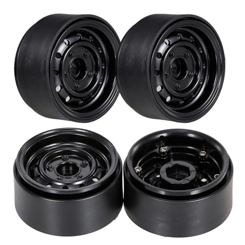 4Pcs 1.9 "Beadlock 12-Löcher Felge Hub for 1/10 RC Crawler Auto for Axial SCX10 90046 D90 Traxxas TRX-4(Zwart) von SONHWNGE