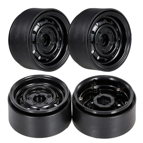 4Pcs 1.9 "Beadlock 12-Löcher Felgen Hub for 1/10 RC Crawler Auto for Axial SCX10 90046 D90 for Trxs TRX-4(Zwart) von SONHWNGE
