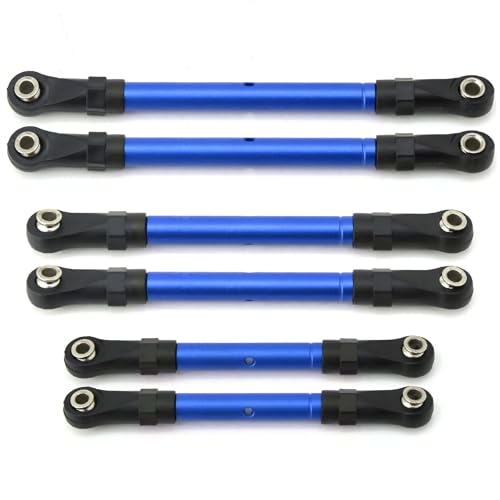 6 Teile/Satz Aluminium Rode Arm Mit Stange Enden for 1/10 Trax-xas for Hoss/Für Slash/Für Rustler 4WD RC Auto(Blauw) von SONHWNGE