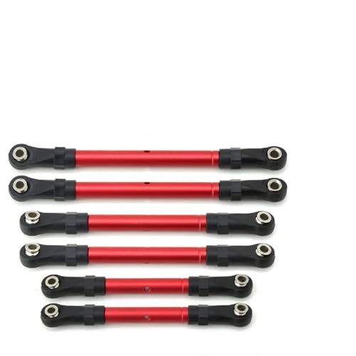 6 Teile/Satz Aluminium Rode Arm Mit Stange Enden for 1/10 Trax-xas for Hoss/Für Slash/Für Rustler 4WD RC Auto(Rood) von SONHWNGE