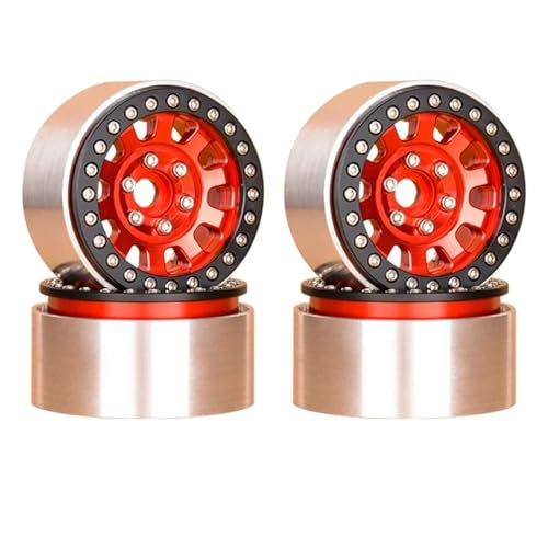 Metall-Aluminiumlegierung 1,9 Zoll Reifen Radnabenräder 4 STÜCKE for 1/10 RC Fernbedienung Modellauto Crawler for SCX10 JT4 XT4(Rood) von SONHWNGE