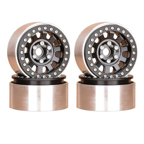 Metall-Aluminiumlegierung 1,9 Zoll Reifen Radnabenräder 4 STÜCKE for 1/10 RC Fernbedienung Modellauto Crawler for SCX10 JT4 XT4(Zwart) von SONHWNGE