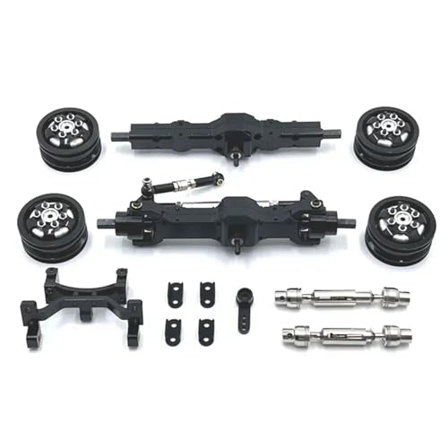 Metall-Upgrade, Achse, Servohalterung, Radnabe, Antriebswelle, for WPL 1/10 C74 RC-Autoteile(Zwart) von SONHWNGE