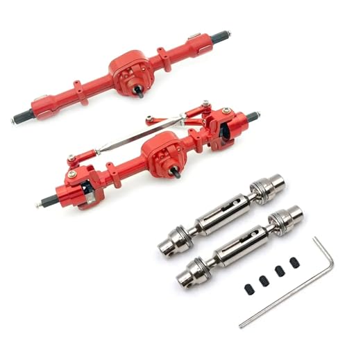 Metallgetriebe Vorder- und Hinterachsensatz mit Antriebswelle, geeignet for 1/12 ferngesteuertes Auto for MN D90 D91 D96 99S FJ45 Upgrade-Teile(Rood) von SONHWNGE