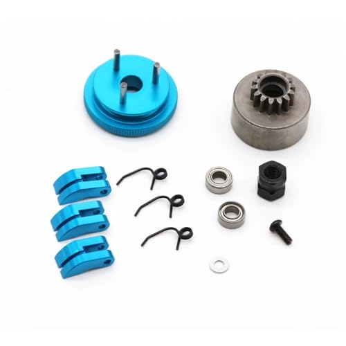 SONHWNGE 14T Getriebe Schwungrad Montage 1/8 RC Auto Lager Kupplung Glocke Schuhe Mutter Federn Teile Zubehör(Blauw) von SONHWNGE
