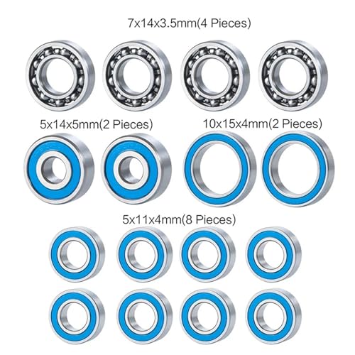 SONHWNGE 16-teiliger Blauer Lagersatz for alle Axial SCX-10.2 Ar44 for Achsen SCX10 II 1/10 RC Crawler Car Lager-Upgrade-Teile von SONHWNGE