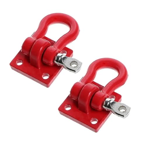 SONHWNGE 2 Pcs Metall Klettern Anhänger Hitch Haken Winde Schäkel for 1/10 Skala RC Crawler LKW D90 SCX10 Rot Schwarz Zubehör(Rood) von SONHWNGE