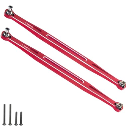 SONHWNGE 2Pcs RC Auto Upgrade Teile Zubehör Aluminium Legierung 7075 Front Steering Link Rod for 1/5 1/6 for TRAX-XAS XRT 8S X-Maxx 8S Widemaxx(Rood) von SONHWNGE