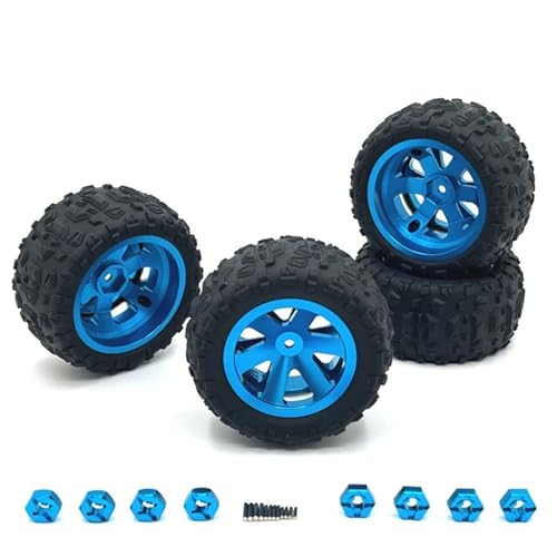 SONHWNGE 4 STÜCKE 12mm Upgrade-Metallreifen + Upgrade-Anschluss for SCY 16101 PRO 16102 PRO Upgrade 1/16 RC Monster Truck Radteile(Blauw) von SONHWNGE