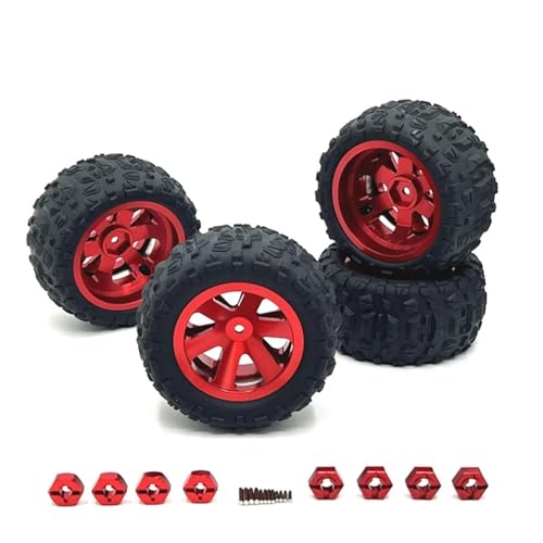 SONHWNGE 4 STÜCKE 12mm Upgrade-Metallreifen + Upgrade-Anschluss for SCY 16101 PRO 16102 PRO Upgrade 1/16 RC Monster Truck Radteile(Rood) von SONHWNGE