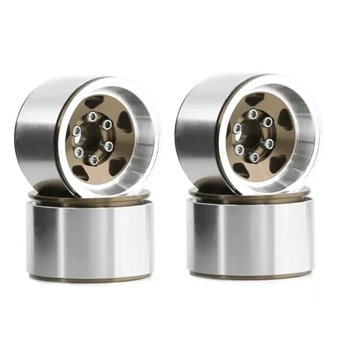 SONHWNGE 4 Stück 1,0-Zoll-Beadlock-Felgen, Deep Dish, gestanzte Stahlnabe for 1/18 RC-Crawler-Auto, for Axial SCX24 AX24 TRX4M, for FMS FCX24-Upgrades(Camel) von SONHWNGE