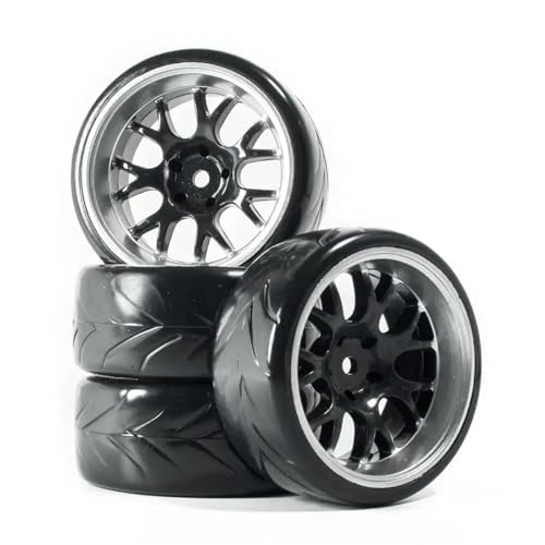 SONHWNGE 4 Stück 1/10 RC Drift Reifen Räder Nabe 12 mm Sechskant for 1:10 for HSP for Axial Scx10 Trx4 for Tam-iya for HPI RC Rally On Road RC Autoreifen(E) von SONHWNGE