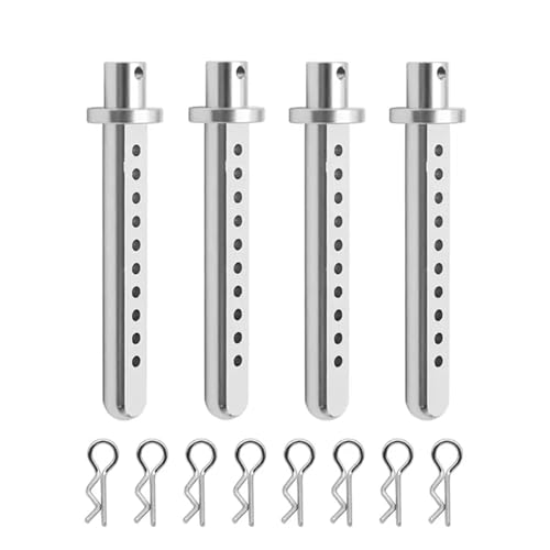 SONHWNGE 4 Stück Aluminium-Karosseriepfosten-Montage-Autoschale mit R-Klemmen-Befestigungspfosten for 1/10 RC-Raupenfahrzeug for Axial SCX10-Teilezubehör(Silver) von SONHWNGE