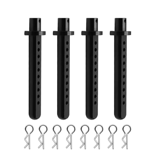SONHWNGE 4 Stück Aluminium-Karosseriepfosten-Montage-Autoschale mit R-Klemmen-Befestigungspfosten for 1/10 RC-Raupenfahrzeug for Axial SCX10-Teilezubehör(Zwart) von SONHWNGE