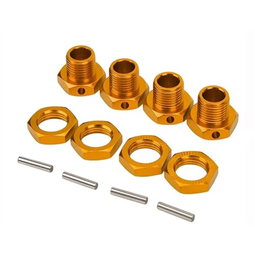 SONHWNGE 4 Stück Sechskantschrauben for Räder, Sechskantkupplung aus Aluminium, 17 mm, Upgrade-Zubehör, Teilesatz for HSP 1/8 RC-Autobahn, Autoteile(Yellow) von SONHWNGE