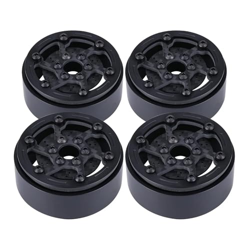SONHWNGE 4 Stück bearbeitete Kohlefaser, 1,9 Zoll Beadlock-Felgennabe for 1/10 RC Crawler Auto SCX10 TRX4 VS4-10 Cheater Rigs 1.9S LCG DIY(Black B) von SONHWNGE