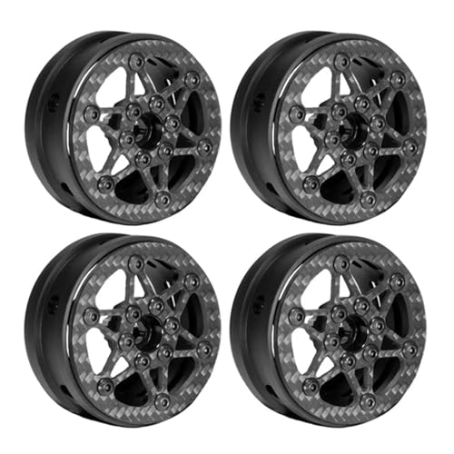 SONHWNGE 4 Stücke Kohlefaser 1,9 Zoll Beadlock Felgennabe for 1/10 RC Crawler Auto for Axial SCX10 for Trax-xas TRX4 RC4WD D90 MST VS4-10(Black B) von SONHWNGE
