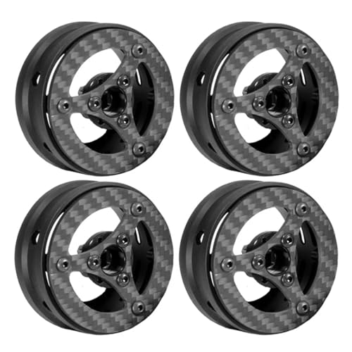 SONHWNGE 4 Stücke Kohlefaser 1,9 Zoll Beadlock Felgennabe for 1/10 RC Crawler Auto for Axial SCX10 for Trax-xas TRX4 RC4WD D90 MST VS4-10(Black C) von SONHWNGE