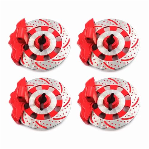 SONHWNGE 4 stück for Unbegrenzte Wüste Racer (UDR) Adapter Aluminium Rad Hex Hub Bremsscheibe + Sattel OP for 1/7 for Trax-xas(Rood) von SONHWNGE