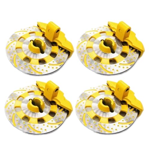 SONHWNGE 4 stück for Unbegrenzte Wüste Racer (UDR) Adapter Aluminium Rad Hex Hub Bremsscheibe + Sattel OP for 1/7 for Trax-xas(Yellow) von SONHWNGE