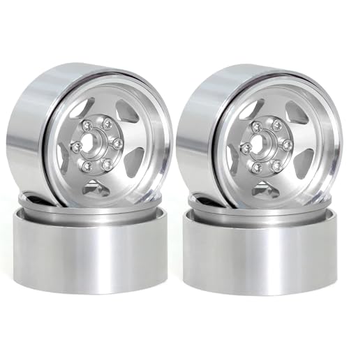 SONHWNGE 4 stücke 1,9 Zoll Aluminium Legierung Beadlock Felge Hub Anzug for 1:10 RC Crawler for Axial SCX10 SCX10 II TRX4 RC4WD D90(4pcs Silvery) von SONHWNGE